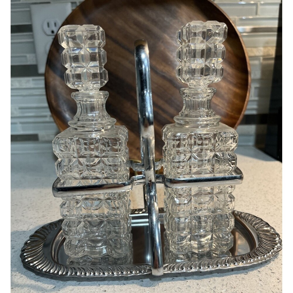 Vintage Mayell Cruet Set “classic”.  Chromium Plate 3 Piece Set.  RARE FIND
